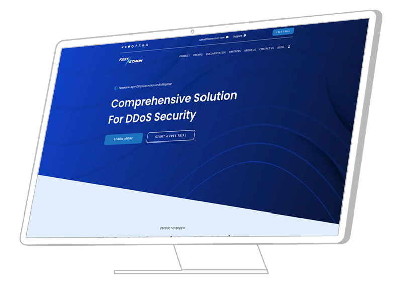 FastNetMon website shown on a monitor