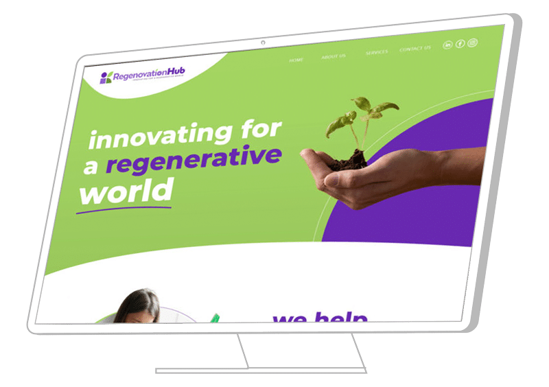 Regenovation Hub website shown on a monitor
