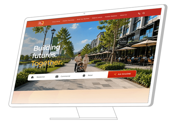 Sime Darby Properties website shown on a monitor