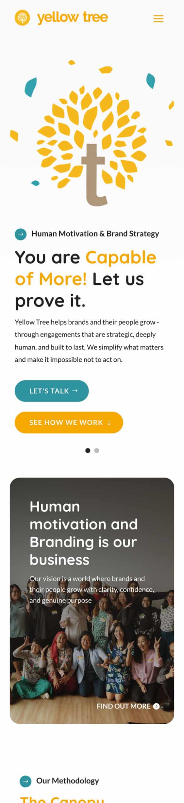 Yellowtree website on mobile