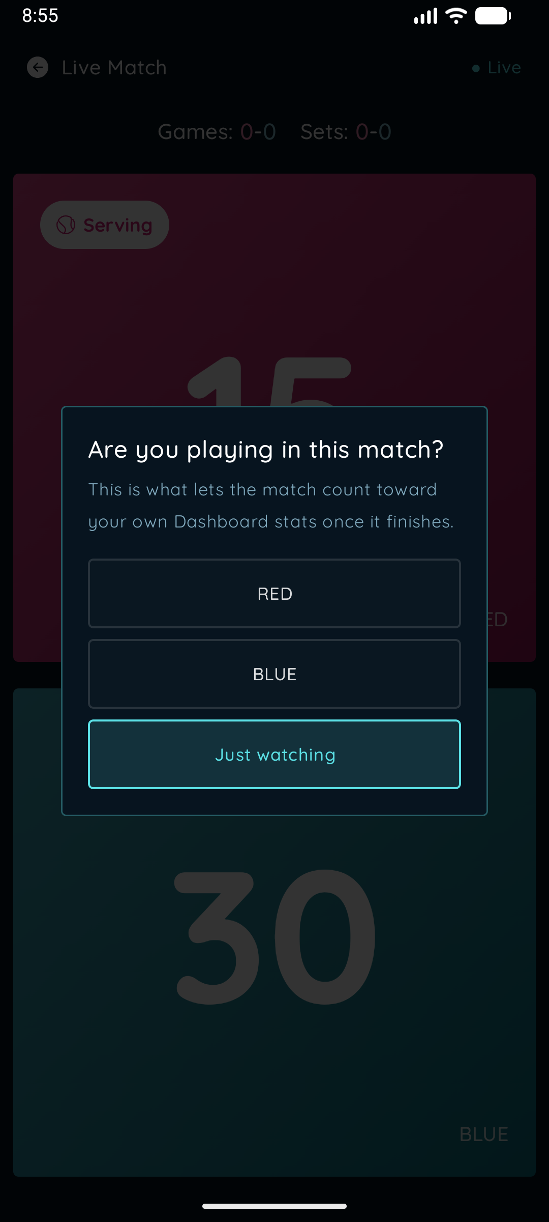 PointSyn invite a friend to a match screen